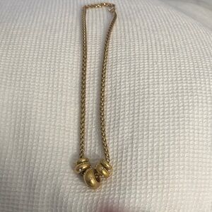 Gold Chain Necklace with Polished Bead and crystal Accents